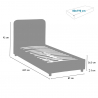 Eenpersoons bed van stof met lattenbodem 80x190 cm Zurich Twin 