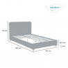 Lit double 160x190 en tissu avec sommier à lattes Zurich King 