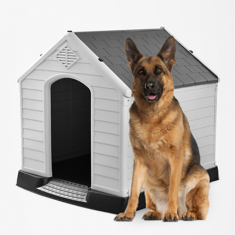 Kennelhuis voor grote honden in plastic tuin Rock