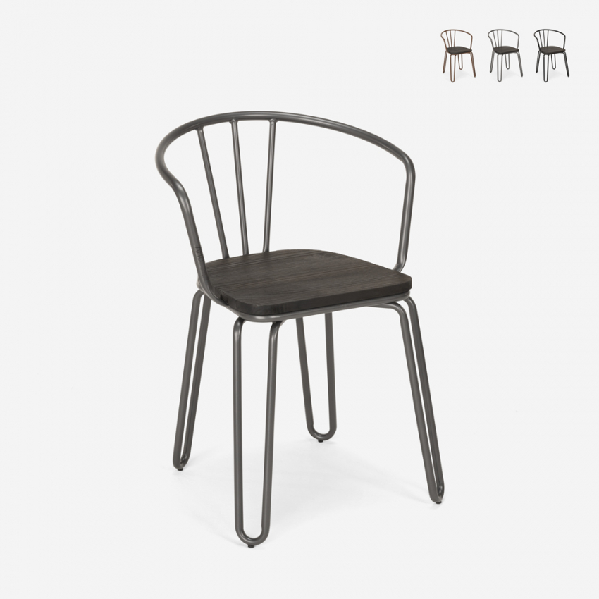 Industrieel design stalen stoelen met armleuningen Ferrum Arm Kortingen