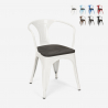 chaises design industriel en bois et métal de style cuisines de bar steel wood arm Réductions