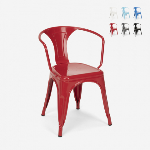 Tolix industriële stoelen met stalen armleuningen voor keuken en bar STEEL ARM Aanbieding