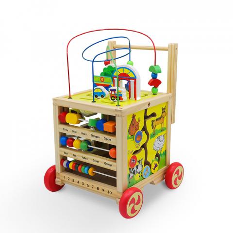 Chariot de jeu multi-activités en bois pour les premiers pas de vos enfants Magic Box Promotion