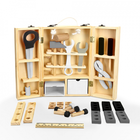 MR FIX speelgoed gereedschapskist voor kinderen met houten gereedschap Aanbieding
