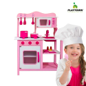 Roze houten speelgoedkeuken met potten, accessoires en geluiden Miss Chef Model