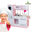 Grote houten speelgoedkeuken met pannen, accessoires en geluiden Chef Star Aanbod