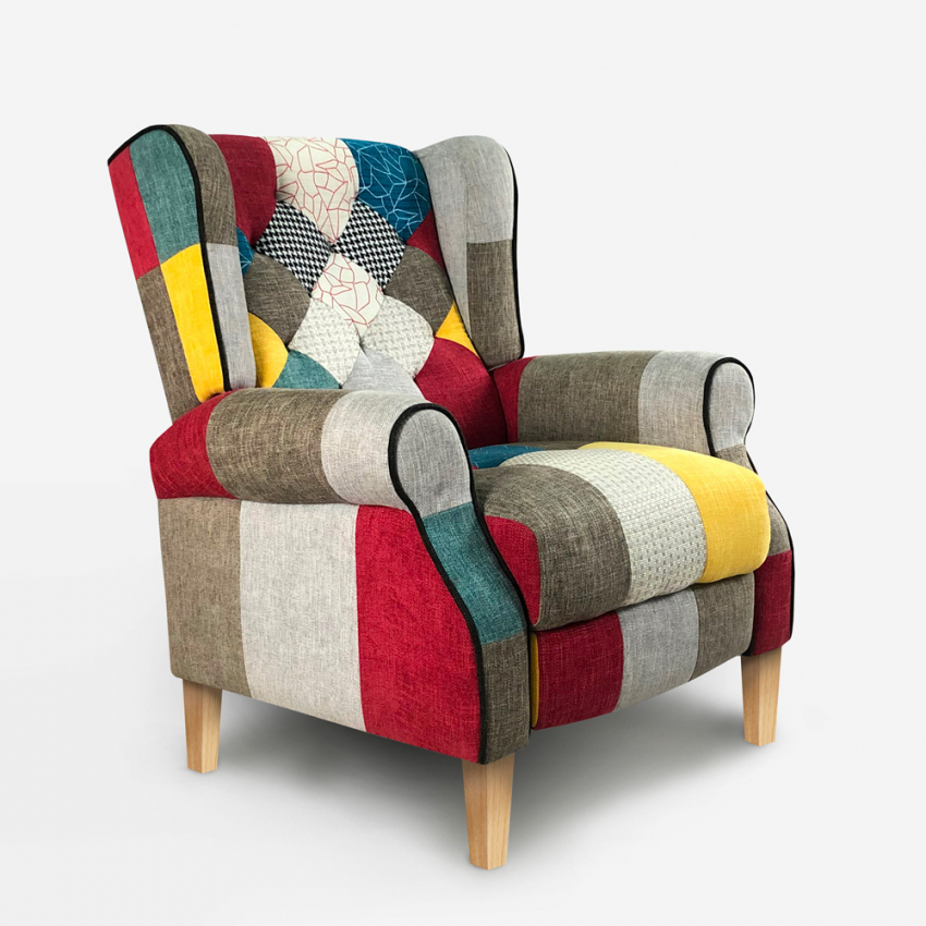 Fauteuil patchwork bergère inclinable au design moderne Throne Light Promotion