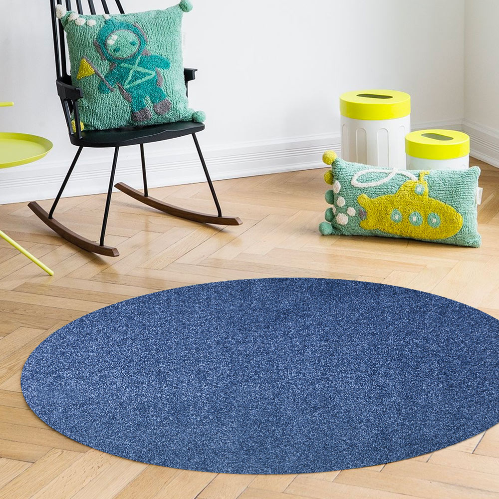 Modern Blue Round Carpet 80cm For Living Room And Bathroom Casacolora Cctoden