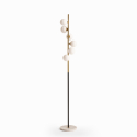 Design LED vloerlamp met bolvormige lampenkappen en marmeren voet Alibreo Kortingen