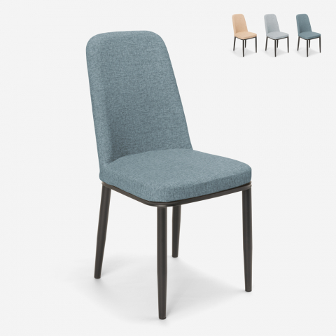 Design stoelen voor keuken bar restaurant van stof en van metaal en hout effect DAVOS DARK Aanbieding