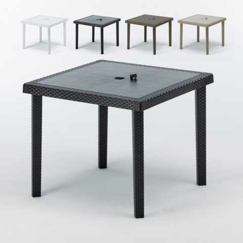 Set van 12 vierkante polyrotan tafels 90x90cm Grand Soleil Boheme Aanbieding