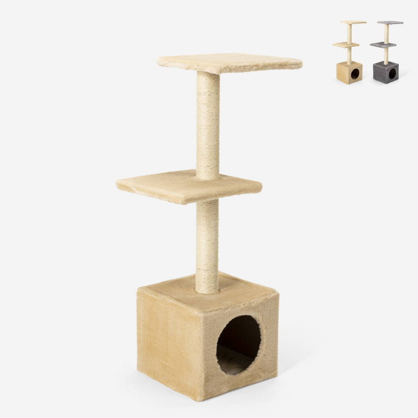 Kattenkrabpaal met 2 verdiepingen, diverse slaapplekken en sisal zuil 95 cm Pixiebob Aanbod Kattenkrabpaal met 2 verdiepingen, diverse slaapplekken en sisal zuil 95 cm Pixiebob Aanbod