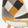 Chaise patchwork design nordique bois et tissu cuisine bar restaurant Robin 