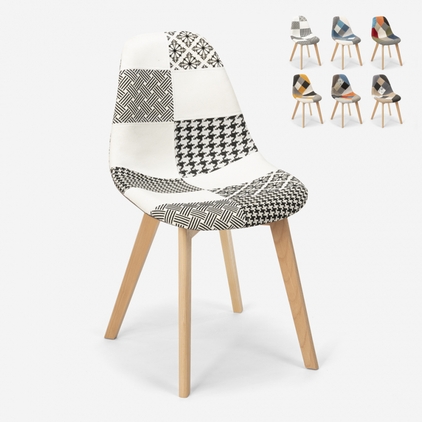 Chaise patchwork design nordique bois et tissu cuisine bar restaurant Robin Catalogue Chaise patchwork design nordique bois et tissu cuisine bar restaurant Robin Catalogue