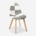Chaise patchwork design nordique bois et tissu cuisine bar restaurant Robin 