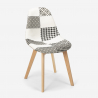 Chaise patchwork design nordique bois et tissu cuisine bar restaurant Robin 