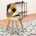 Chaise patchwork design nordique bois et tissu cuisine bar restaurant Robin Choix