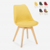 Chaise de cuisine et bar design nordique en bois et tissu avec coussin Dolphin Offre