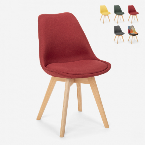 Nordic design chair in wood and fabric with cushion for kitchen bar restaurant Dolphin Aanbieding