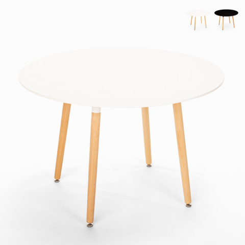 Table de cuisine bar restaurant ronde en bois design en bois 100 cm Moss Promotion