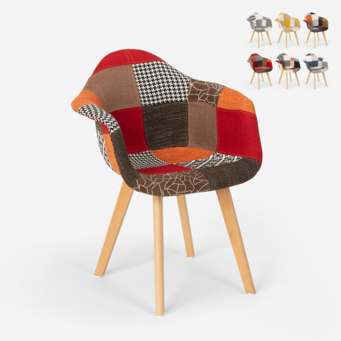Chaise et fauteuil de cuisine et salon patchwork design nordique Herion