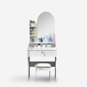 Coiffeuse et table de maquillage mobile avec miroir et tabouret Flora Modèle