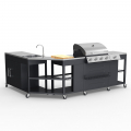 RVS buitenkeuken hoekbarbecue op gas met 4+1 branders en spoelbak Mustard Aanbieding