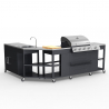 RVS buitenkeuken hoekbarbecue op gas met 4+1 branders en spoelbak Mustard Aanbieding