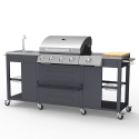 Barbecue gas RVS BBQ 4 + 1 branders spoelbak planken rek Tartara Kortingen