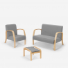 Salon complet Canapé scandinave bois et tissu fauteuil repose-pieds Gyda Caractéristiques