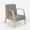 Salon complet Canapé scandinave bois et tissu fauteuil repose-pieds Gyda 