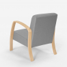 Salon complet Canapé scandinave bois et tissu fauteuil repose-pieds Gyda 