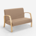 Salon complet Canapé scandinave bois et tissu fauteuil repose-pieds Gyda 