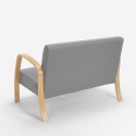 Salon complet Canapé scandinave bois et tissu fauteuil repose-pieds Gyda 