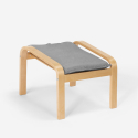 Salon complet Canapé scandinave bois et tissu fauteuil repose-pieds Gyda 