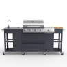RVS gas barbecue buitenkeuken met 4 + 1 branders, spoelbak en planken Tartara Korting