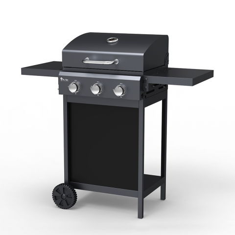 RVS barbecue gas BBQ met 3 branders en planken Romesco Aanbieding