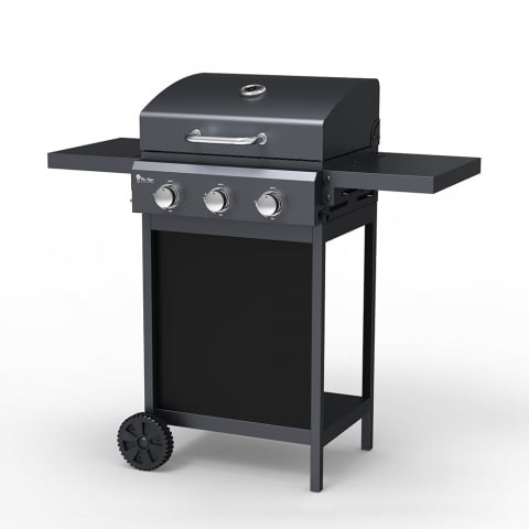 RVS barbecue gas BBQ met 3 branders en opklapbare planken Romesco Aanbieding