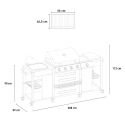 Barbecue gas RVS BBQ 4 + 1 branders spoelbak planken rek Tartara Afmetingen