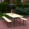 Ensemble 2 bancs table pliant brasserie 220x80 cm jardin fêtes Oletan Remises