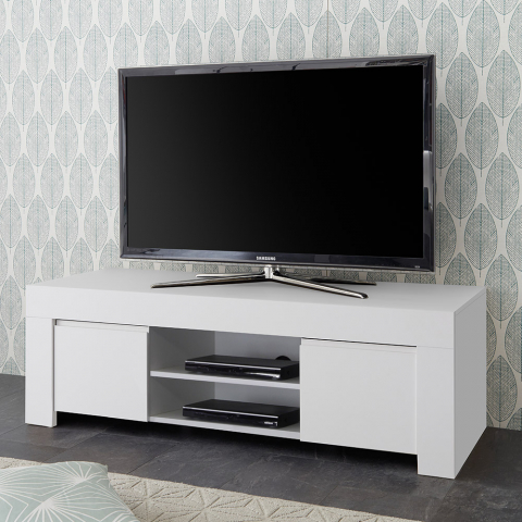 Moderne witte TV-meubel met onderkast 2 zijdeuren en open vak Firenze Aanbieding