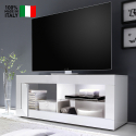 Meuble TV blanc moderne avec porte latérale et compartiment ouvert Creta Vente