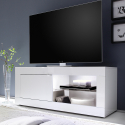 Meuble TV blanc moderne avec porte latérale et compartiment ouvert Creta Offre