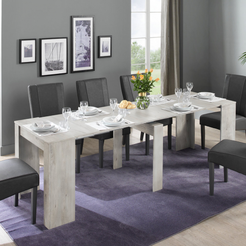 Table console extensible 252cm pour le salon et la salle à manger en bois clair Ester
