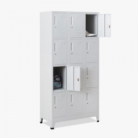 Metalen locker met 12 vakken met slot 90x45x190 cm Krakatoa Light Aanbieding