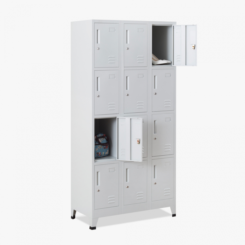 Metalen locker met 12 vakken met slot 90x45x190 cm Krakatoa Light Aanbieding