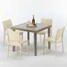 Beige vierkante tafel 90x90 cm met 4 gekleurde stoelen Elegance Aanbieding