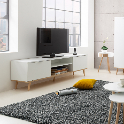 Scandinavisch ontwerp witte TV- meubel 2 zijvakken en 2 open vakken Ekraan