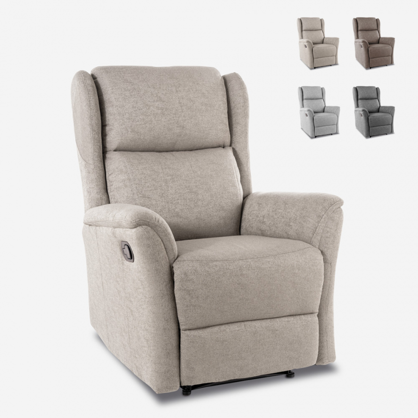 Stoffen relaxfauteuil Hope handmatig verstelbaar met voetensteun Catalogus