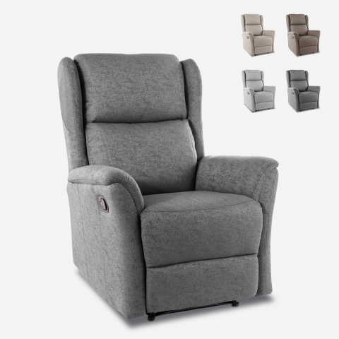 Fauteuil relax inclinable manuel en tissu avec repose-pied Hope